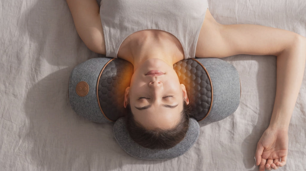 Tensorra Thermalign hero loop — heat pulsing at the neck contact zones